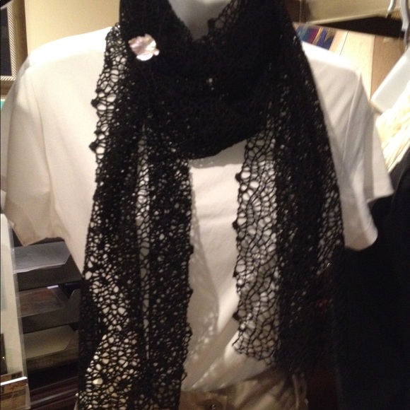SJC 12” x 82” Handmade ‘Black Lace’ Scarf - Picture 3 of 5